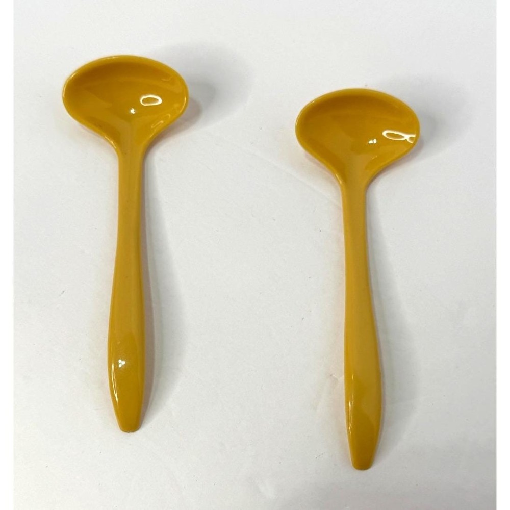 Vintage Tupperware 872-16 Spoons Harvest Gold Set of 2 Condiment Gadget Spoon